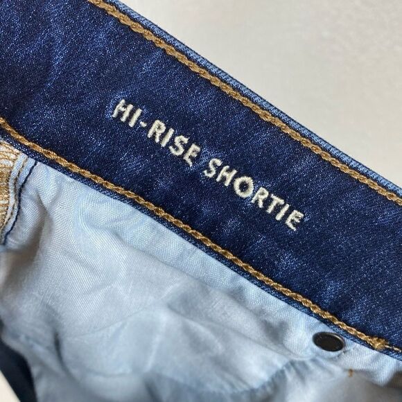American Eagle Dark Wash Hi Rise Shortie Denim Shorts - Picture 3 of 5